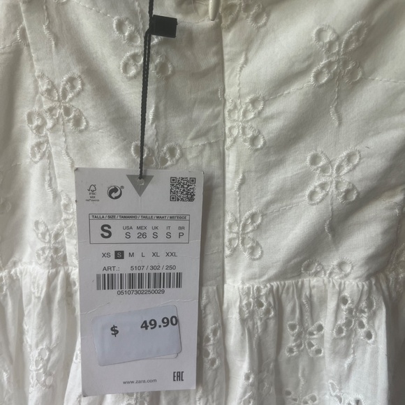 Zara white cut work embroidery dress size S NWT read - Picture 5 of 7